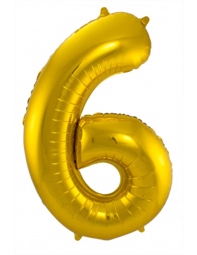 Folienballon Zahl 6 - Gold - 86 cm