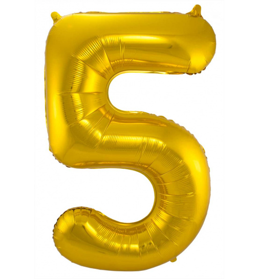 Folienballon Zahl 5 - Gold - 86 cm