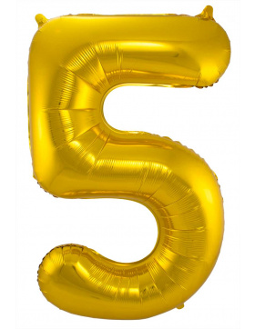 Folienballon Zahl 5 - Gold - 86 cm