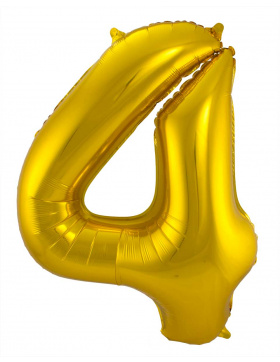 Folienballon Zahl 4 - Gold - 86 cm