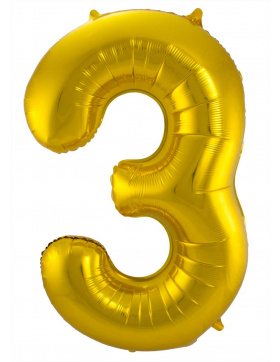 Folienballon Zahl 3 - Gold - 86 cm