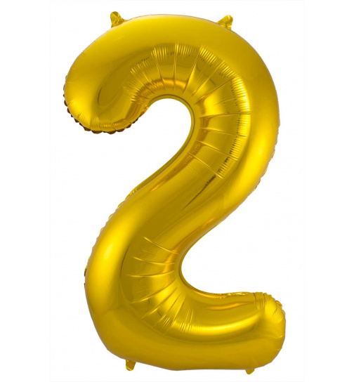 Folienballon Zahl 2 - Gold - 86 cm