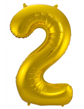 Folienballon Zahl 2 - Gold - 86 cm