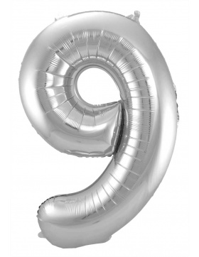Folienballon Zahl 9 - Silber - 86 cm