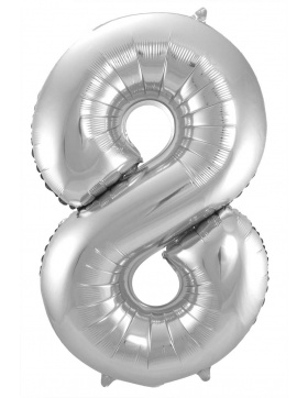 Folienballon Zahl 8 - Silber - 86 cm