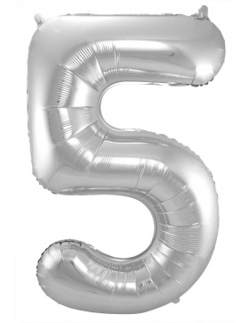 Folienballon Zahl 5 - Silber - 86 cm