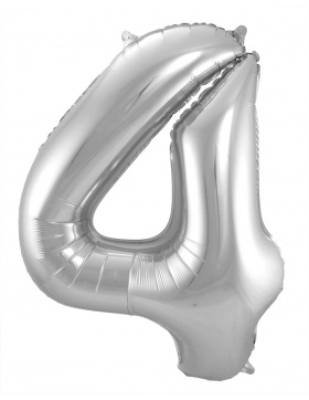 Folienballon Zahl 4 - Silber - 86 cm