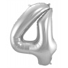 Folienballon Zahl 4 - Silber - 86 cm