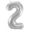 Folienballon Zahl 2 - Silber - 86 cm