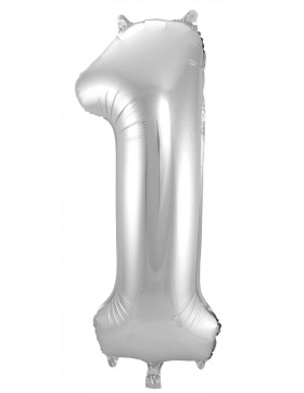 Folienballon Zahl 1 - Silber - 86 cm
