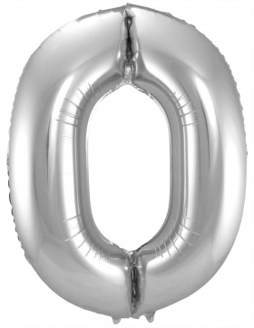 Folienballon Zahl 0 - Silber - 86 cm