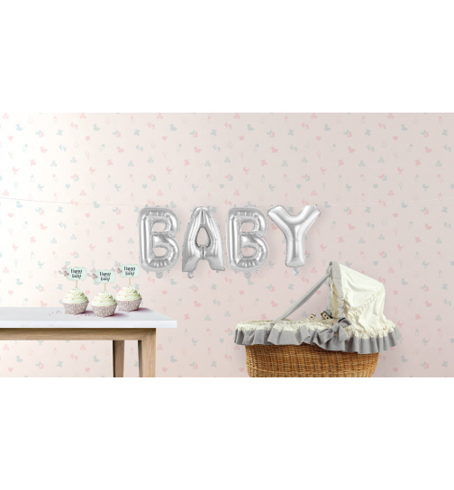 Folienballon-SET Baby Silber