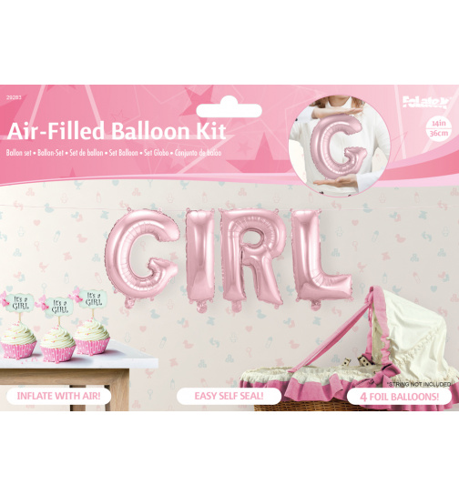 Baby Folienballon-Set Mädchen Rosa