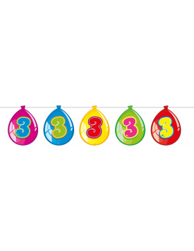 3. Geburtstag Girlande mit Ballons - 10 Meter