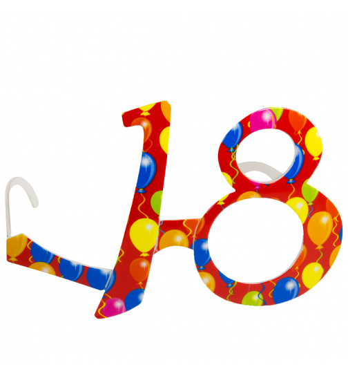 18. Geburtstag rote Brille mit Ballons