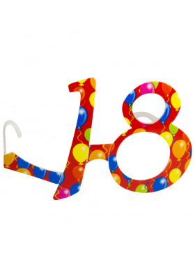 18. Geburtstag rote Brille mit Ballons