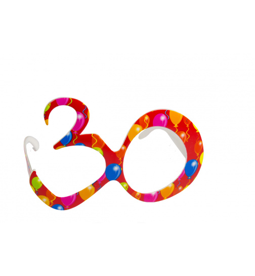 30. Geburtstag rote Brille mit Ballons