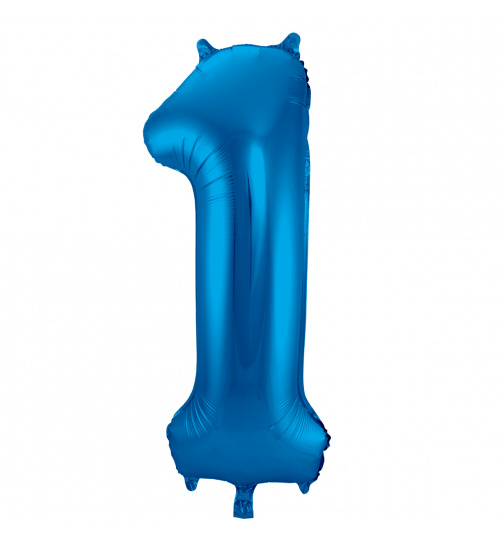Folienballon Zahl 1 - Blau - 86 cm