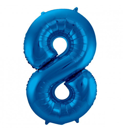 Folienballon Zahl 8 - Blau - 86 cm