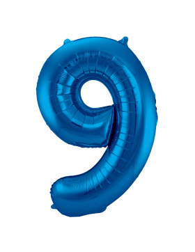 Folienballon Zahl 9 - Blau - 86 cm