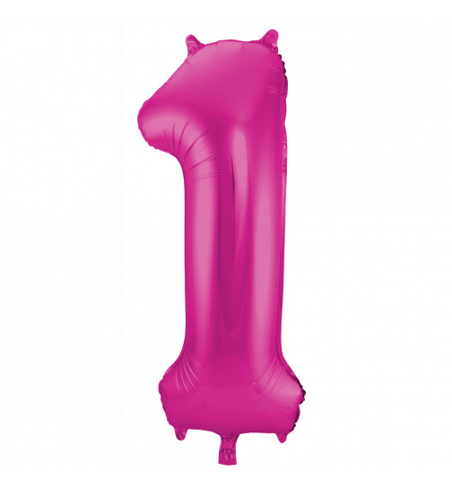 Folienballon Zahl 1 - Magenta - 86 cm