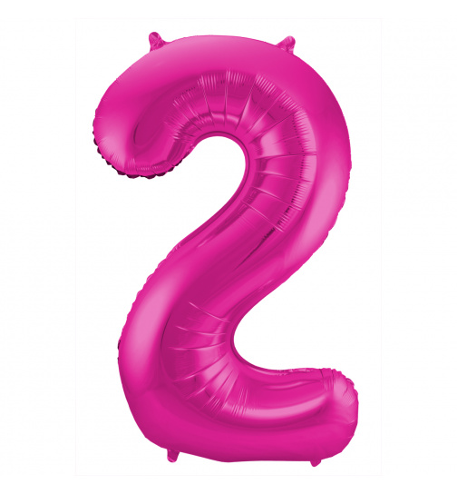 Folienballon Zahl 2 - Magenta - 86 cm