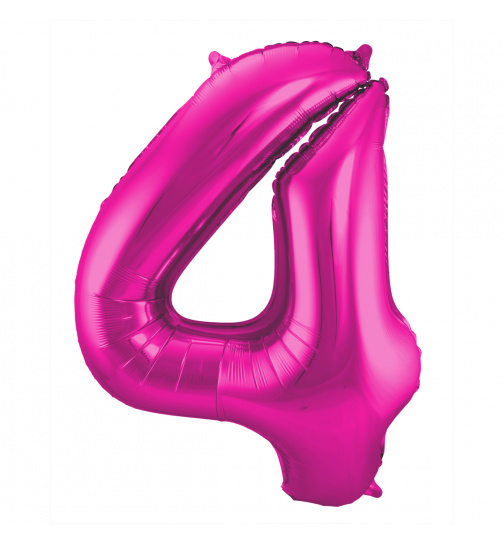Folienballon Zahl 4 - Magenta - 86 cm