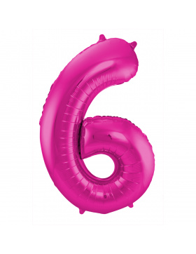 Folienballon Zahl 6 - Magenta - 86 cm