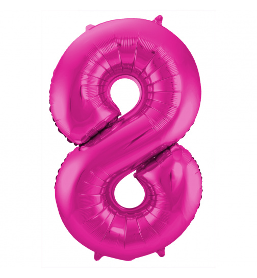 Folienballon Zahl 8 - Magenta - 86 cm