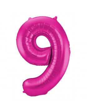 Folienballon Zahl 9 - Magenta - 86 cm