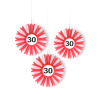 30. Geburtstag Wabenfächer Hängedeko mit Verkehrsschild - 3 Stück