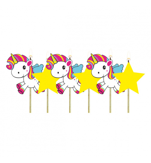 Einhorn Kerzen-Set - 6 Stück