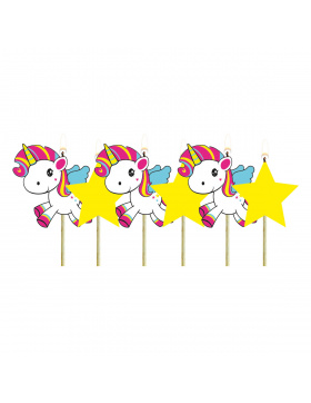 Einhorn Kerzen-Set - 6 Stück