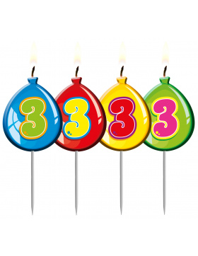 Kerze Geburtstagsballon Ziffer / Zahl 3