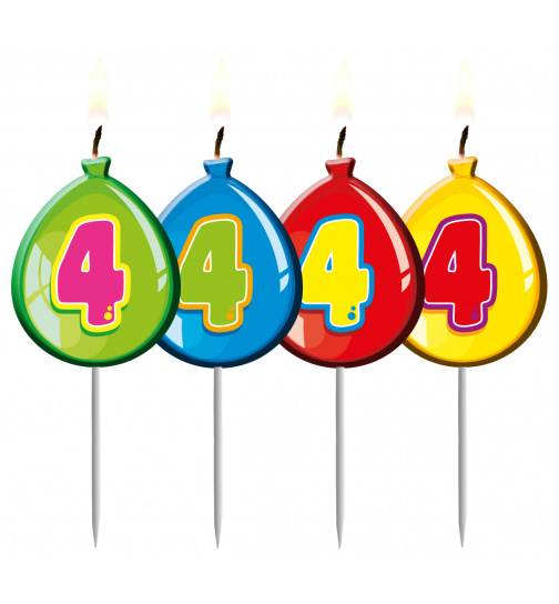 Kerze Geburtstagsballon Ziffer / Zahl 4