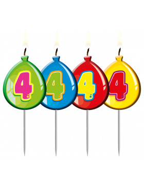 Kerze Geburtstagsballon Ziffer / Zahl 4