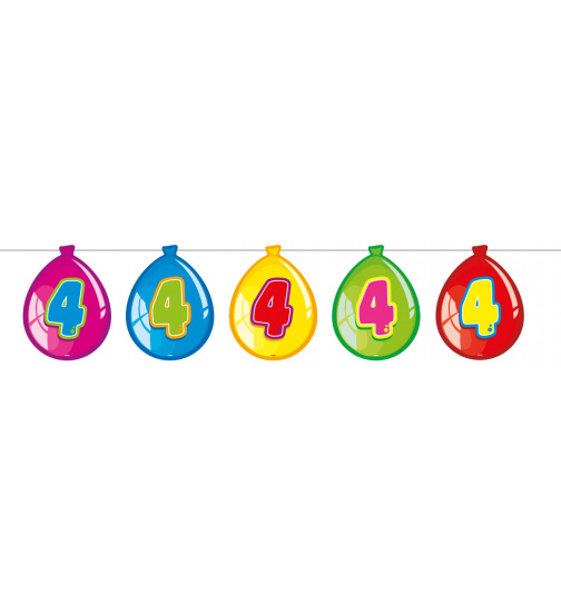 4. Geburtstag Girlande mit Ballons - 10 Meter