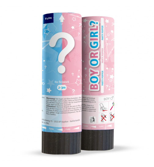 Konfettikanone/Konfettiwerfer Gender Reveal - 15 cm