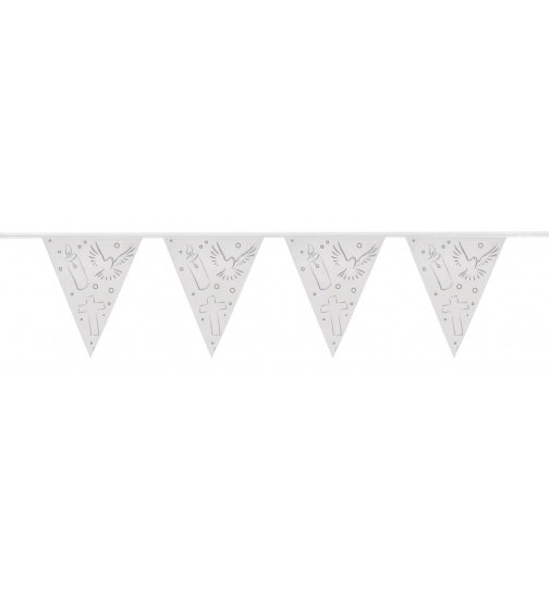 Wimpelkette Heilige Kommunion Weiß - 10 Meter