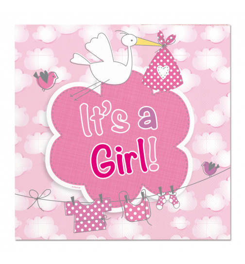 Geburt Mädchen It‘s a Girl Servietten - 20 Stück