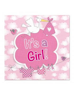 Geburt Mädchen It‘s a Girl Servietten - 20...