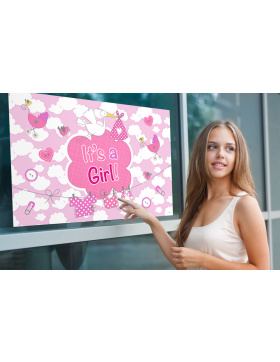 Geburt Mädchen Its a Girl Fahne fürs Fenster -...