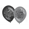 Silvester / Neujahr / Happy New Year Ballons Schwarz-Silber 30 cm - 8 Stück