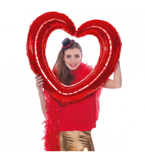 Folienballon herzförmiger Bilderrahmen Rot - 80x70cm