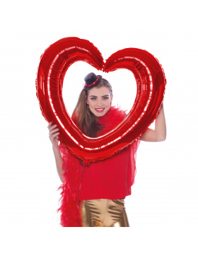 Folienballon herzförmiger Bilderrahmen Rot - 80x70cm