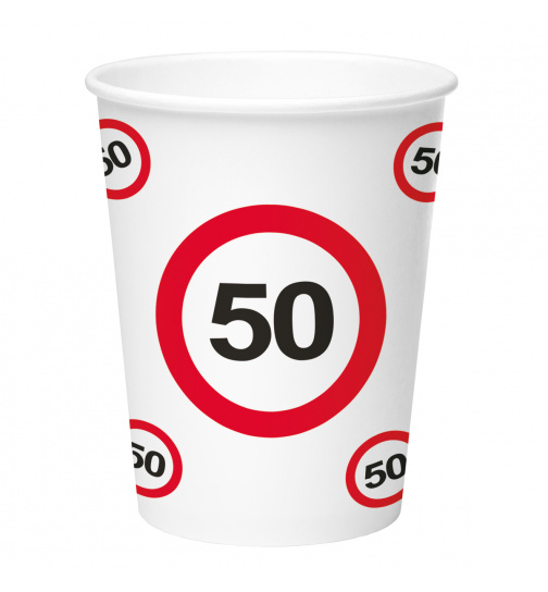 Pappbecher - 50 Jahre Verkehrszeichen - 350 ml - 8 Stück