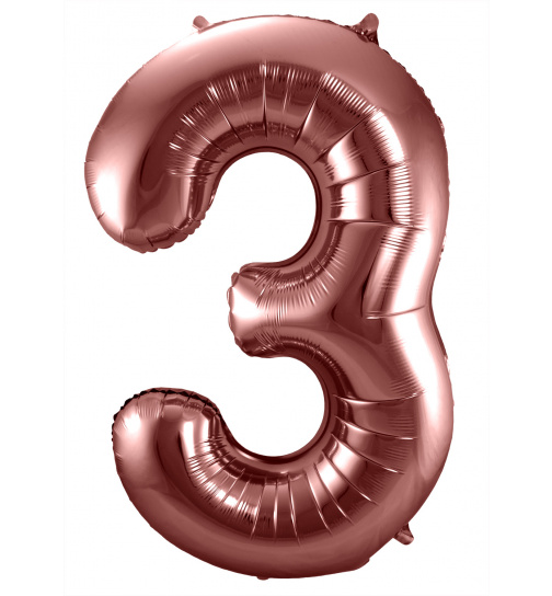 Folienballon Ziffer / Zahl 3 Bronze - 86 cm