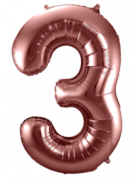 Folienballon Ziffer / Zahl 3 Bronze - 86 cm