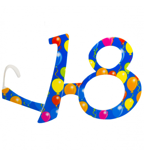 18. Geburtstag blaue Brille mit Ballons