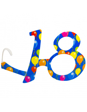 18. Geburtstag blaue Brille mit Ballons